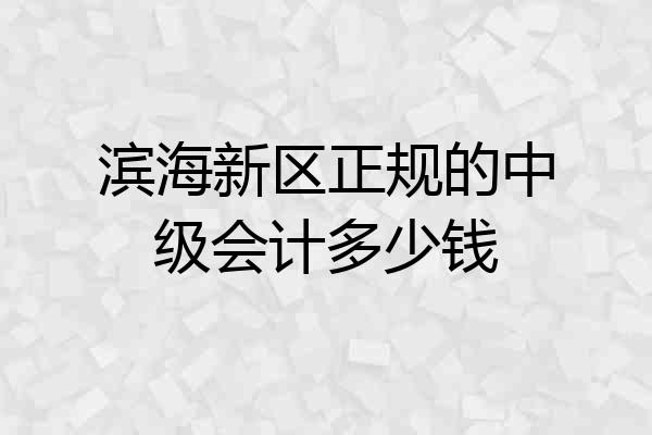 滨海新区正规的中级会计多少钱