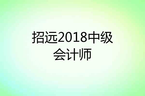 招远2018中级会计师