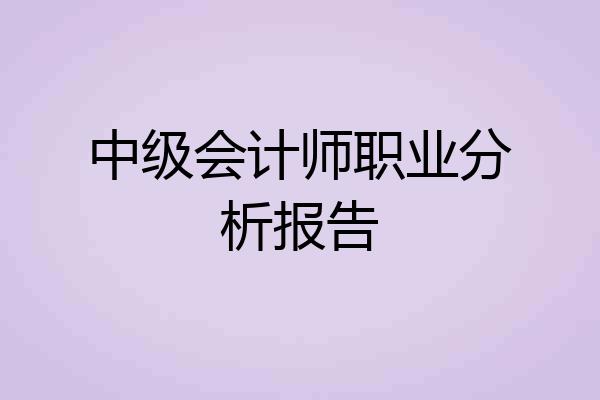 中级会计师职业分析报告