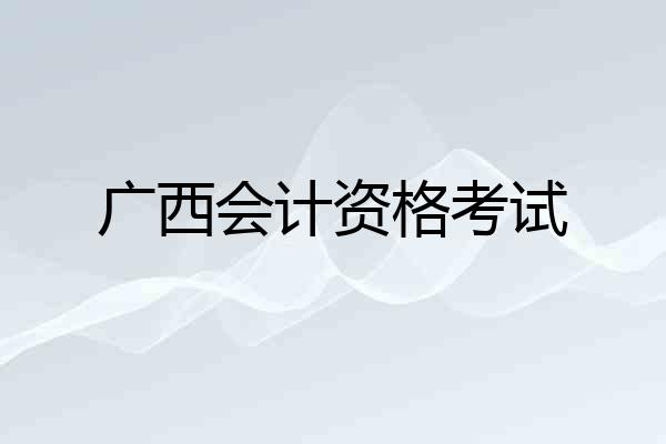 广西会计资格考试
