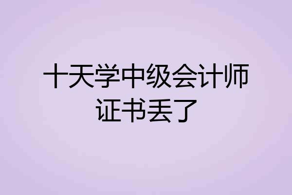 十天学中级会计师证书丢了