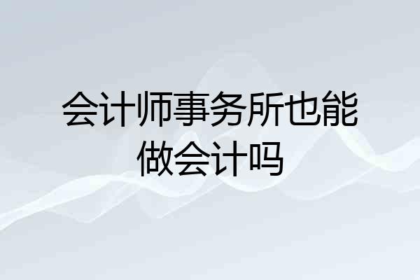 会计师事务所也能做会计吗