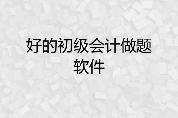 好的初级会计做题软件