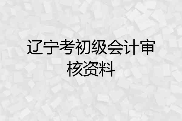 辽宁考初级会计审核资料
