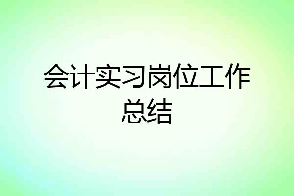 会计实习岗位工作总结