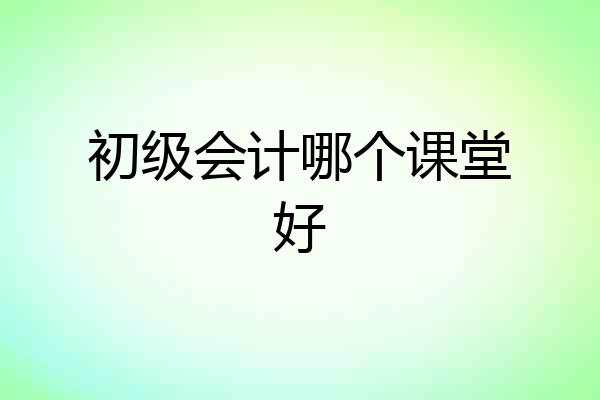 初级会计哪个课堂好