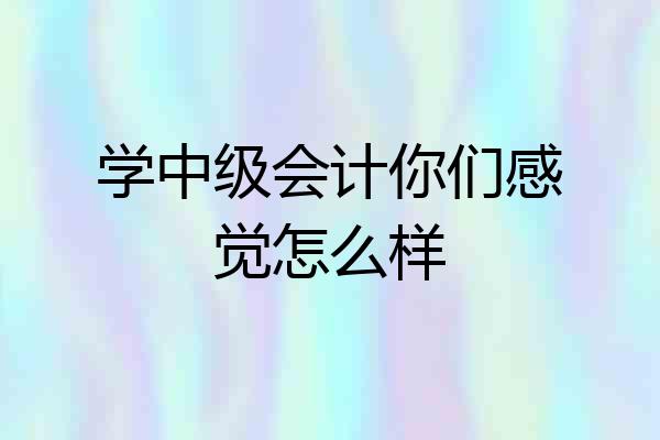 学中级会计你们感觉怎么样