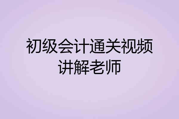 初级会计通关视频讲解老师