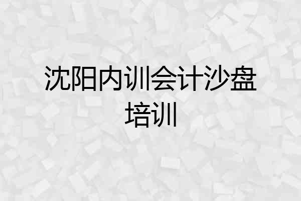 沈阳内训会计沙盘培训