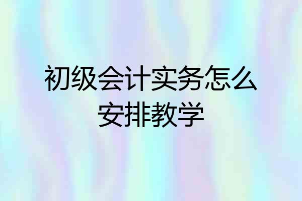 初级会计实务怎么安排教学