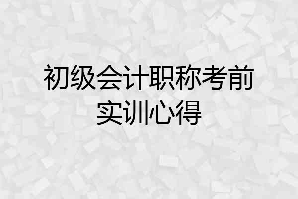 初级会计职称考前实训心得