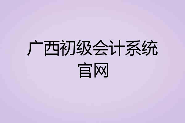 广西初级会计系统官网