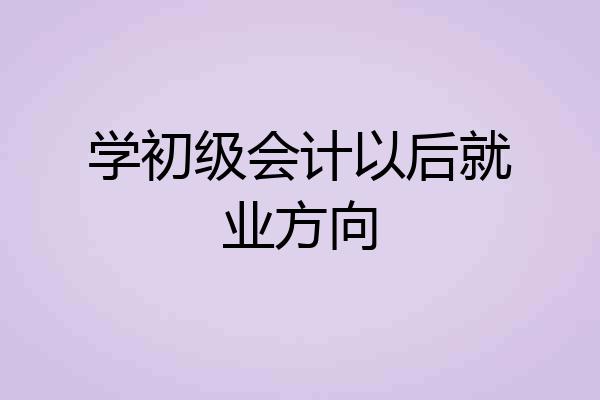 学初级会计以后就业方向