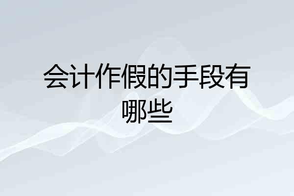 会计作假的手段有哪些