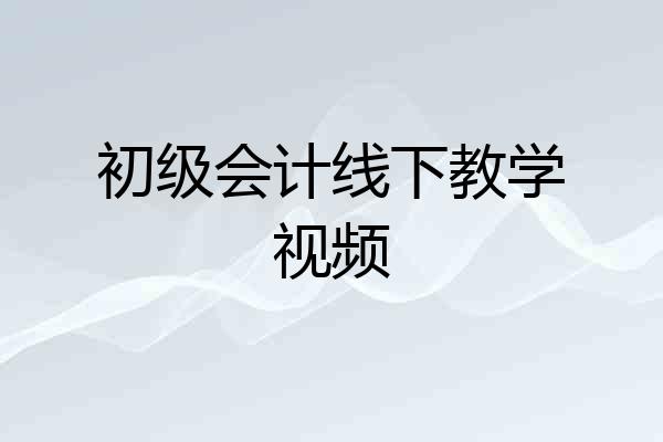 初级会计线下教学视频