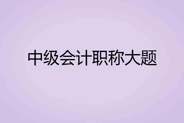 中级会计职称大题