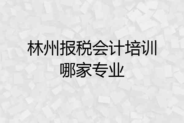 林州报税会计培训哪家专业