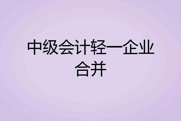中级会计轻一企业合并