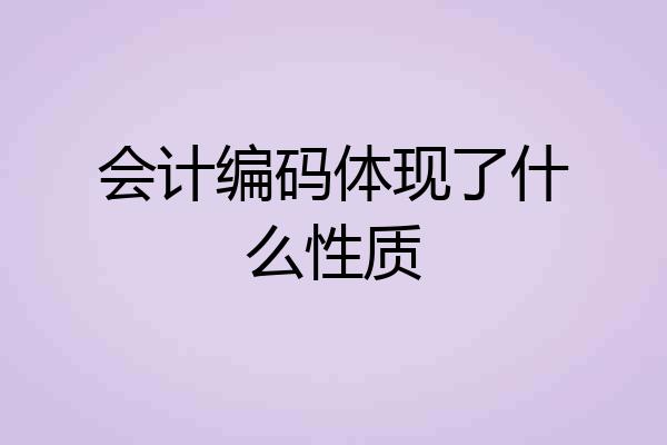 会计编码体现了什么性质