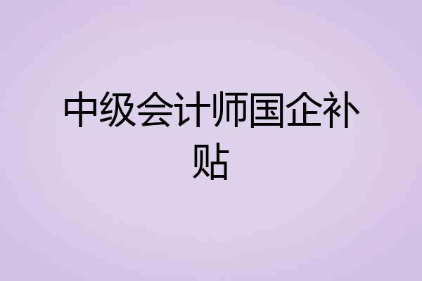 中级会计师国企补贴