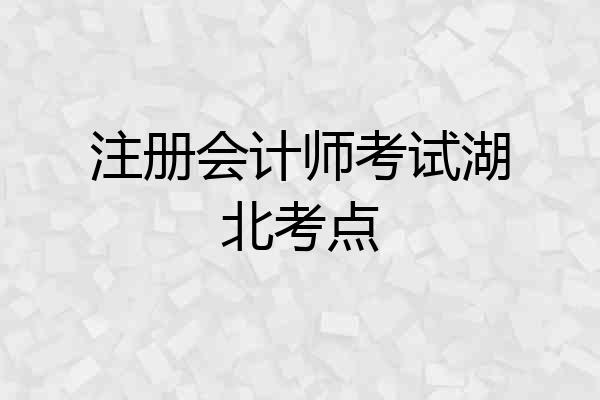 注册会计师考试湖北考点