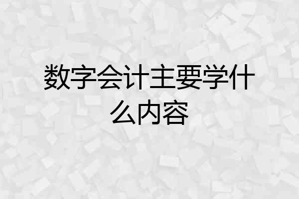数字会计主要学什么内容