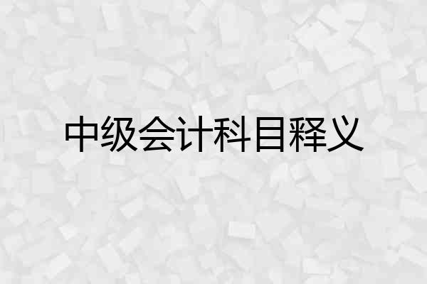中级会计科目释义