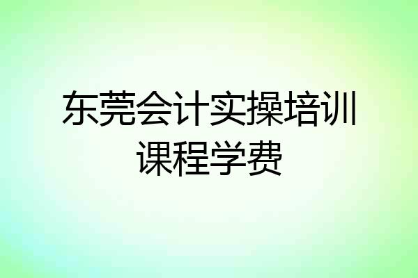 东莞会计实操培训课程学费