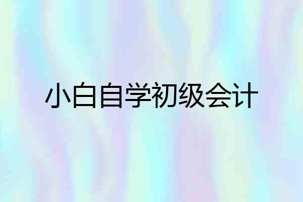 小白自学初级会计