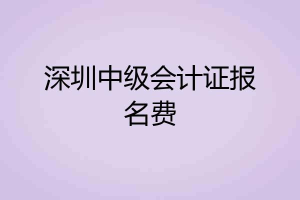 深圳中级会计证报名费