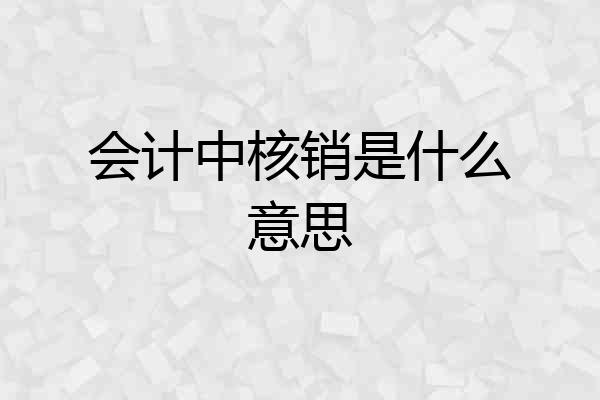 会计中核销是什么意思