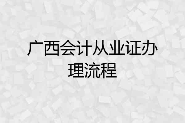 广西会计从业证办理流程