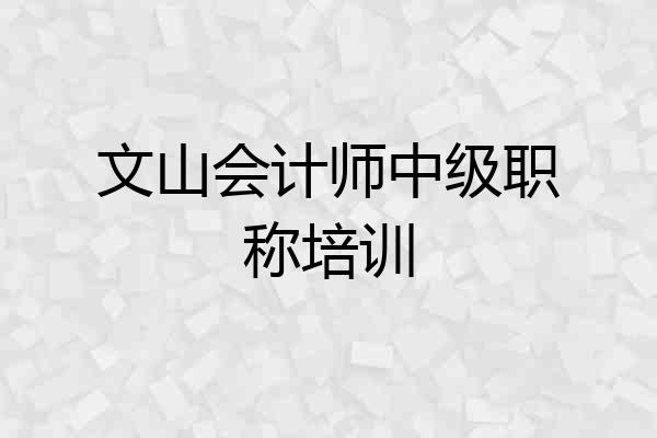 文山会计师中级职称培训