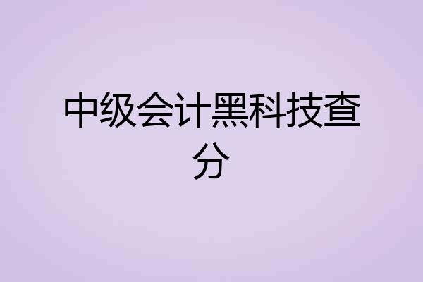 中级会计黑科技查分