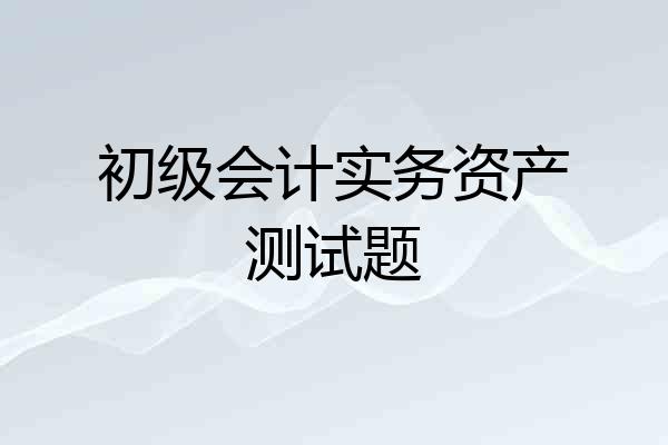 初级会计实务资产测试题