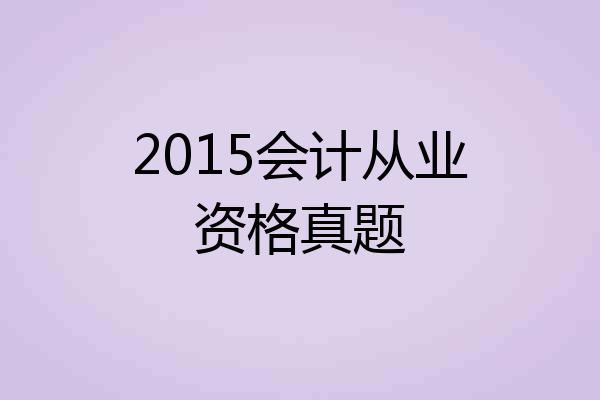 2015会计从业资格真题