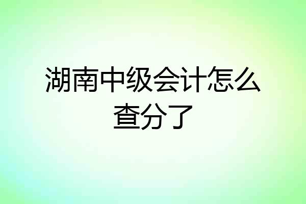 湖南中级会计怎么查分了
