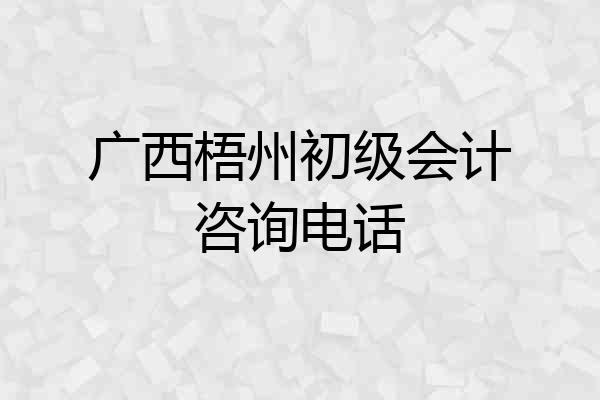 广西梧州初级会计咨询电话