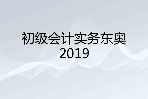 初级会计实务东奥2019