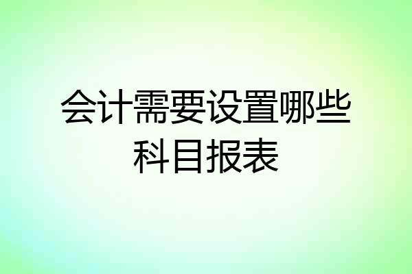 会计需要设置哪些科目报表