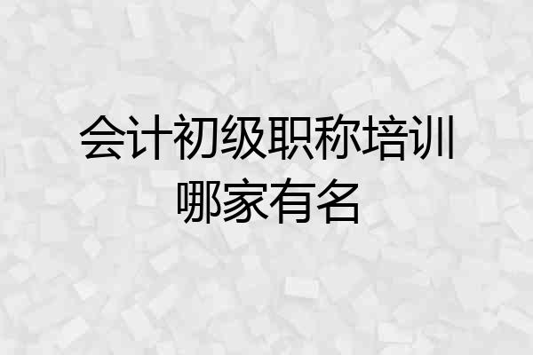 会计初级职称培训哪家有名