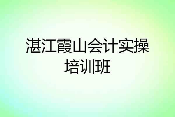 湛江霞山会计实操培训班