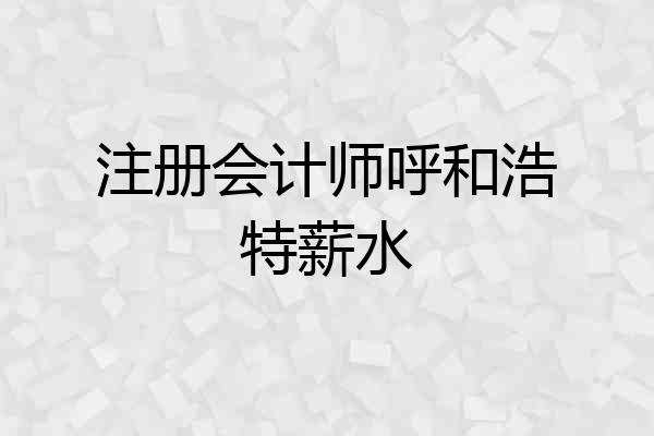 注册会计师呼和浩特薪水