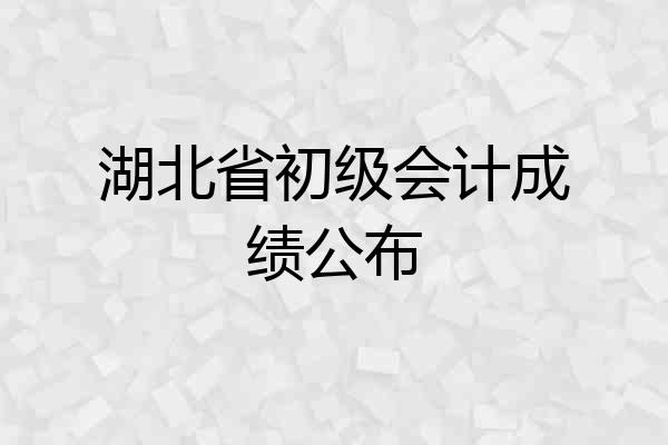 湖北省初级会计成绩公布