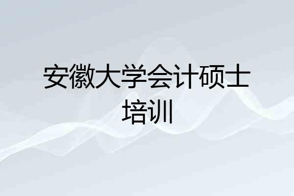 安徽大学会计硕士培训