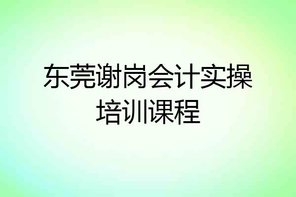 东莞谢岗会计实操培训课程