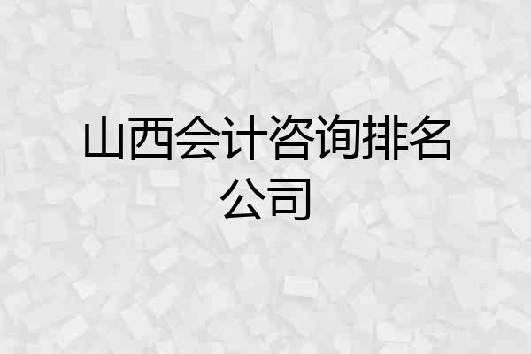 山西会计咨询排名公司