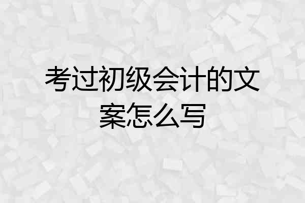 考过初级会计的文案怎么写