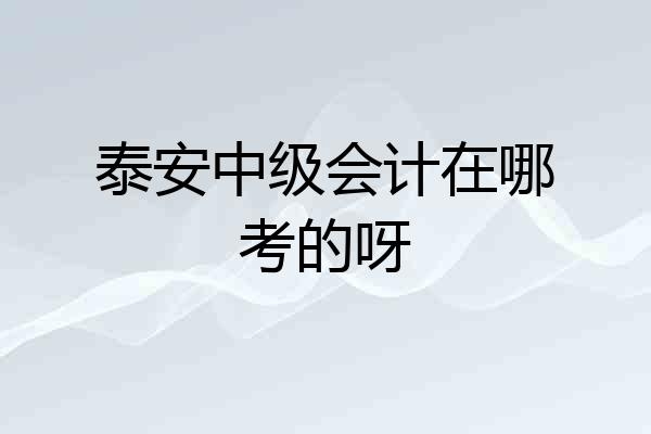 泰安中级会计在哪考的呀