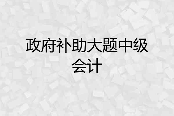 政府补助大题中级会计